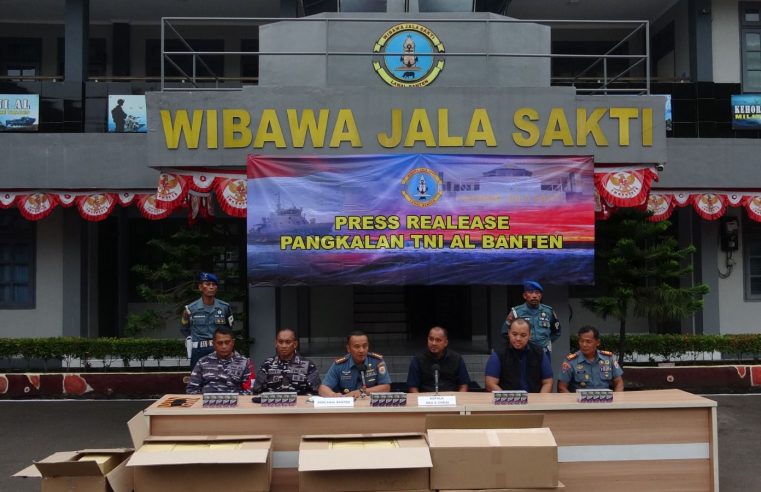 TNI AL BERHASIL GAGALKAN PENYELUNDUPAN ROKOK ILEGAL DI PELABUHAN MERAK BANTEN