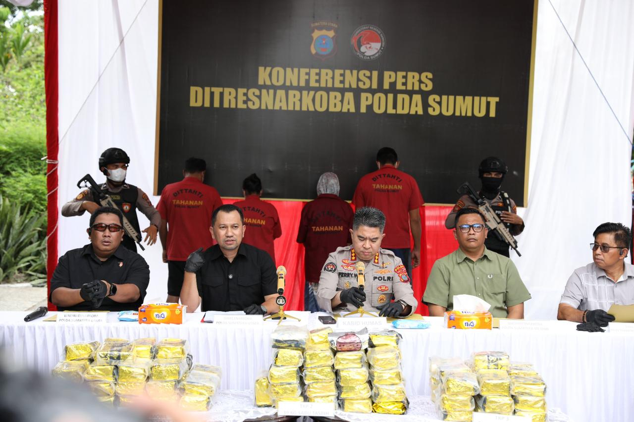 Ditresnarkoba Polda Sumut Gagalkan Peredaran 100 Kg Sabu Dalam Bungkus Kopi, 4 Tersangka & 2 DPO Terlibat