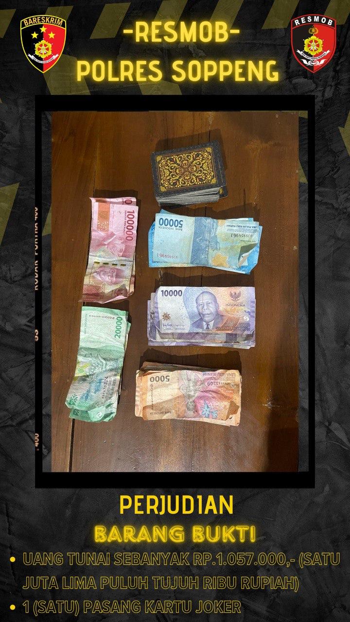 Polres Soppeng Ungkap Kasus Perjudian, 5 Orang Pelaku Ditangkap
