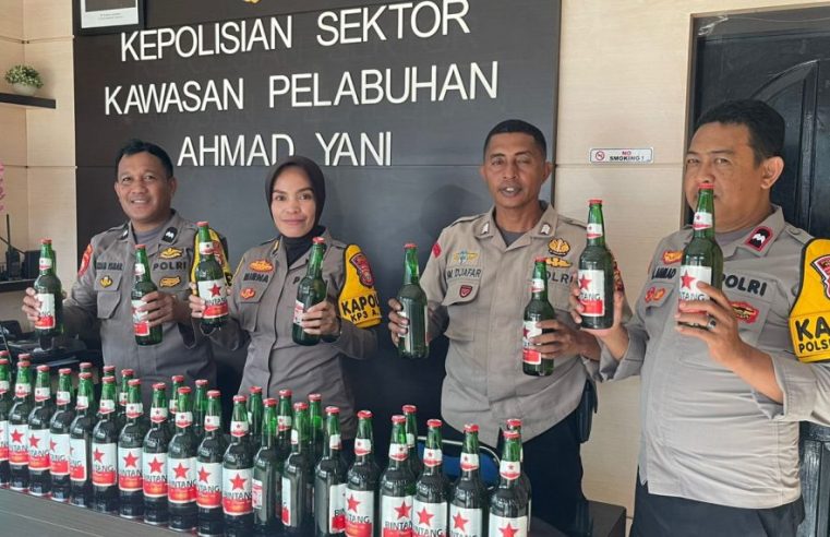 Puluhan Botol Bir Ilegal Disita, Polsek Kawasan Pelabuhan Ahmad Yani Perketat Pengawasan