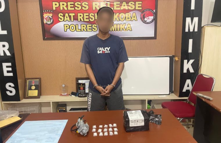 Pelaku Pengedar 15 Paket Sabu Ditangkap Sat Resnarkoba Polres Mimika