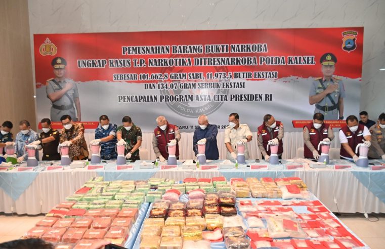 Polda Kalsel Musnahkan Barang Bukti Narkoba 101 Kg Senilai Rp 110 Miliar