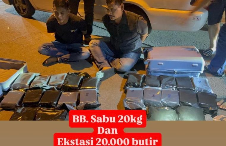 20 Kg Sabu & 20.000 Butir Ekstasi Berhasil Diamankan dari Dua Tersangka Narkoba Jaringan Malaysia – Indonesia