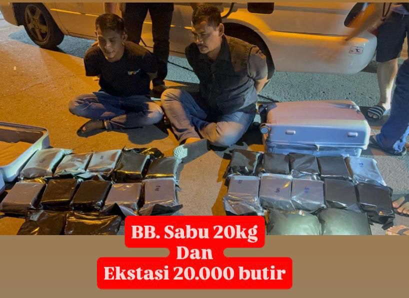 20 Kg Sabu & 20.000 Butir Ekstasi Berhasil Diamankan dari Dua Tersangka Narkoba Jaringan Malaysia – Indonesia