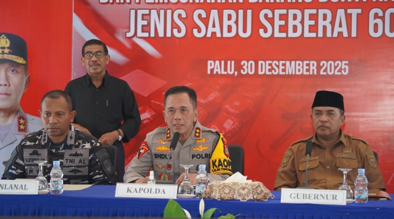 Polda Sulteng Rilis Kinerja Akhir Tahun 2025, Musnahkan 60 Kg Sabu dan Catat Penurunan Kecelakaan Lalu Lintas
