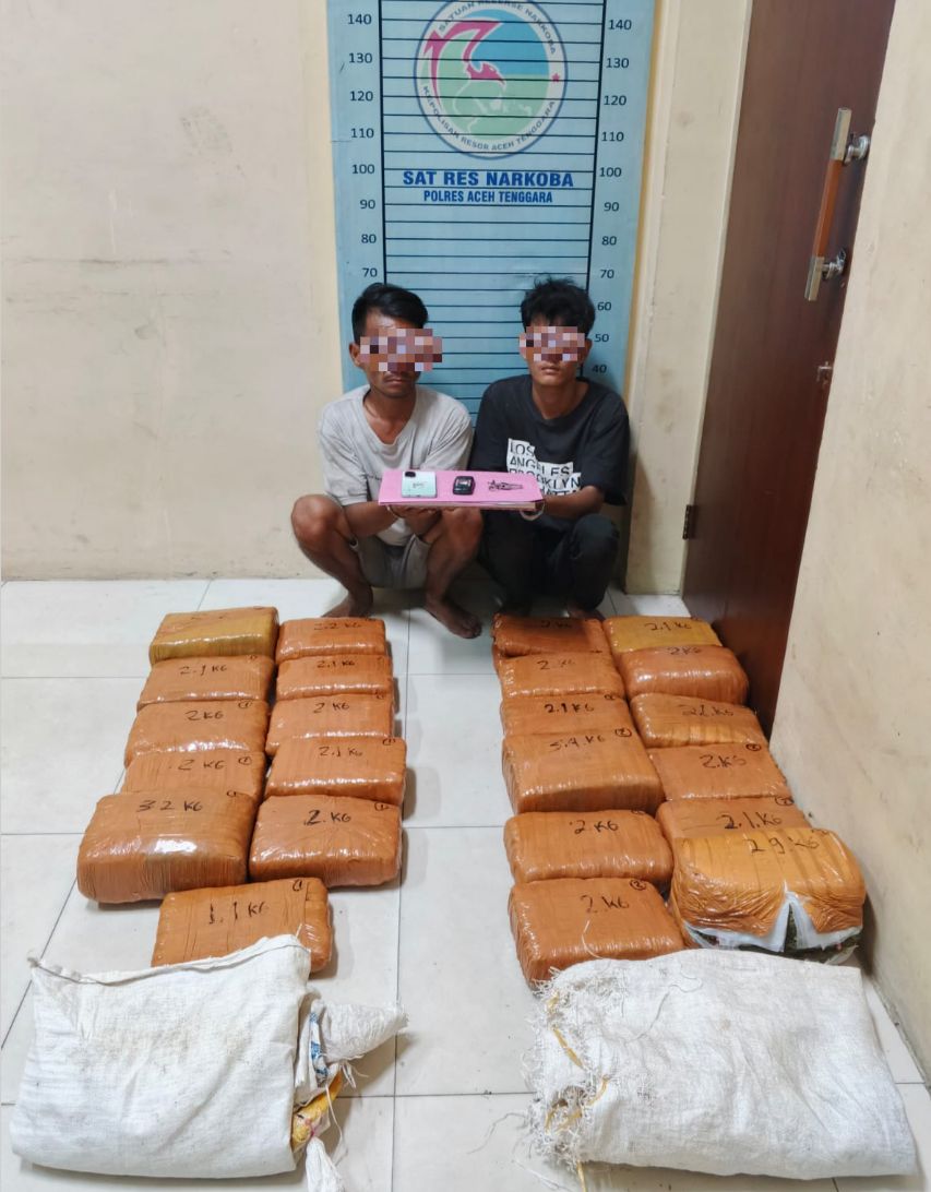 Dua Pria Diamankan Polres Aceh Tenggara, 50 Kg Ganja Siap Edar Digagalkan