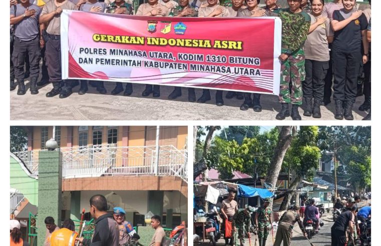 TNI-Polri dan Pemkab Minut Gelar Pembersihan Pasar dan Masjid Dukung Gerakan Indonesia Asri