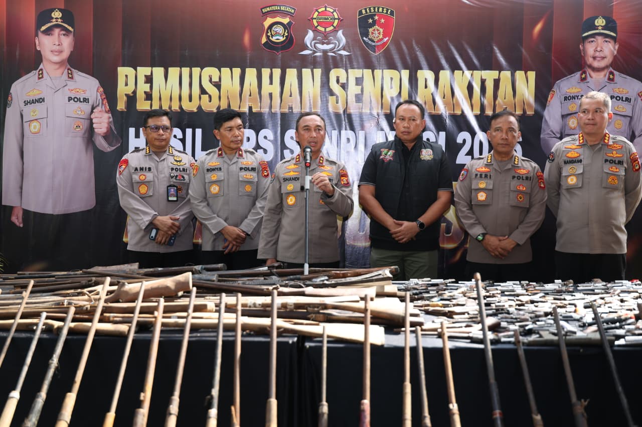 Tegas! Polda Sumsel Hapuskan Ratusan Senjata Api Ilegal, Pastikan Rasa Aman Masyarakat