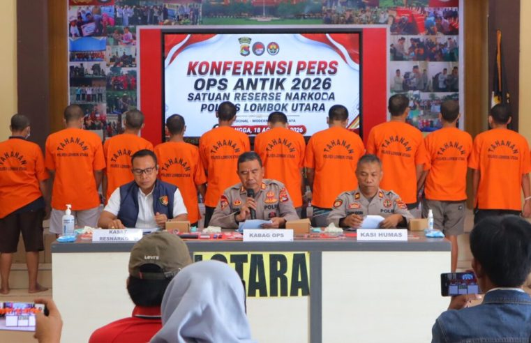 14 Tersangka Diamankan, Operasi Antik Rinjani 2026 di Lombok Utara Ungkap 12 Kasus Narkotika