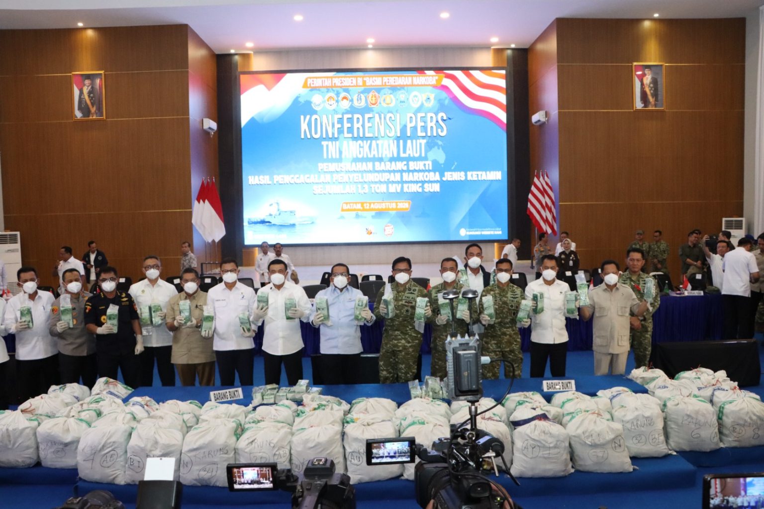Sinergi Lintas Instansi, 1,3 Ton Ketamin dari Kapal MV King Sun Dimusnahkan di Makodaeral IV Batam