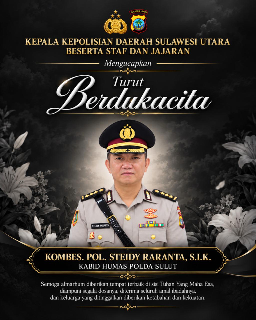 Kabid Humas Polda Sulut Kombes Pol Steidy Raranta Meninggal Dunia