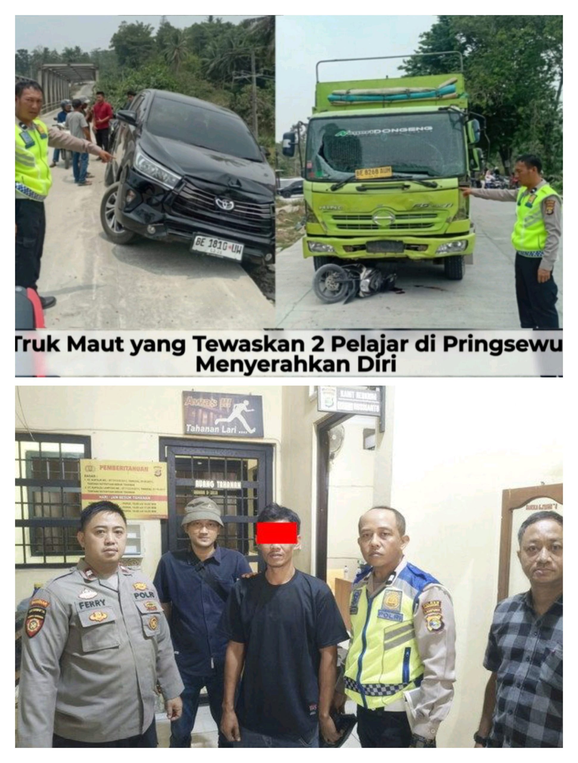 Kecelakaan Maut di Jembatan Way Sekampung Pringsewu, Dua Pelajar Tewas Seketika