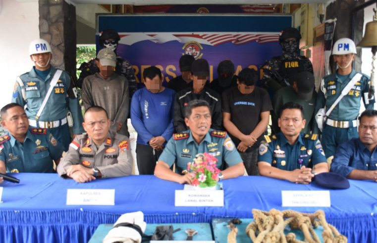 TNI AL BERHASIL AMANKAN TERDUGA PELAKU PENCURI SPAREPART KAPAL DI PERAIRAN UTARA BINTAN & BATAM KEPULAUAN RIAU