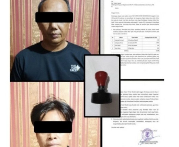 Palsukan Surat Izin Utilitas Fiber Optik (FO), 2 Pria Ini Di Amankan Ke Polres Metro Lampung