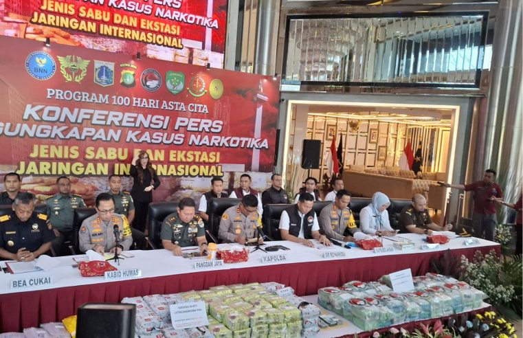 Tetapkan 4 Orang Tersangka Polda Metro Sita 207 Kg Sabu dan 90 Ribu Ekstasi