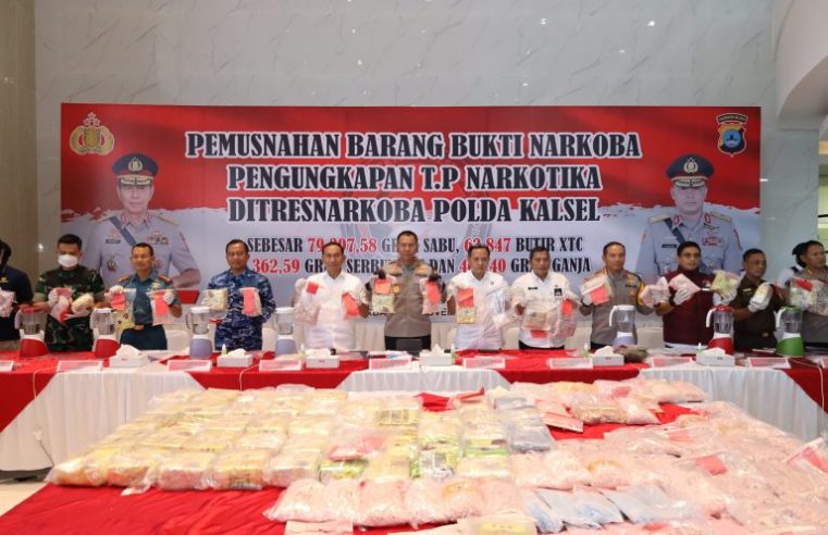 Selama Tiga Bulan, Polisi Berhasil Musnahkan Puluhan Kilo Sabu-sabu dan Ribuan Butir Ekstasi di Kalsel
