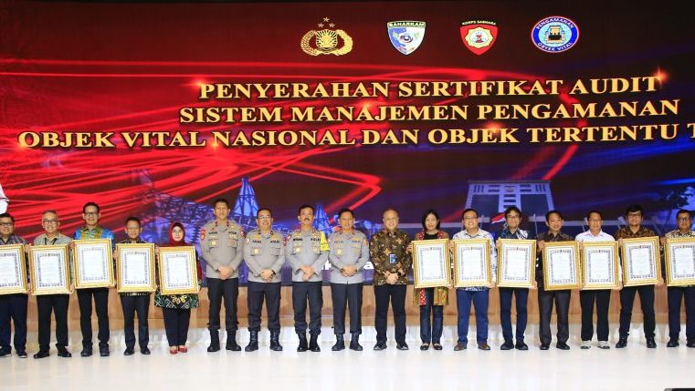 Penyerahan Sertifikat Audit Sistem Manajemen Pengamanan Objek Vital Nasional: Ada 15 Perusahaan Raih Gold Reward