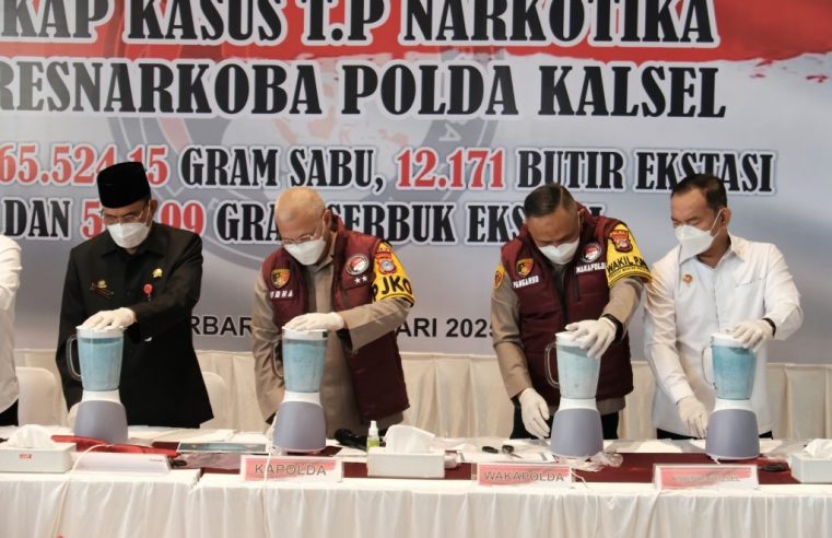 Polda Kalimantan Selatan Berhasil Mengungkap Serta Musnahkan 65,5 Kg Sabu-sabu & 12.171 Butir Ekstasi