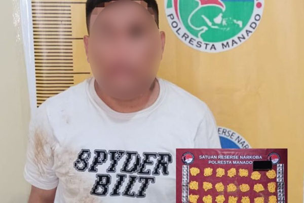 Satresnarkoba Polresta Manado Tangkap JI (34) Terduga Pengedar Ribuan Butir Trihexyphenidyl