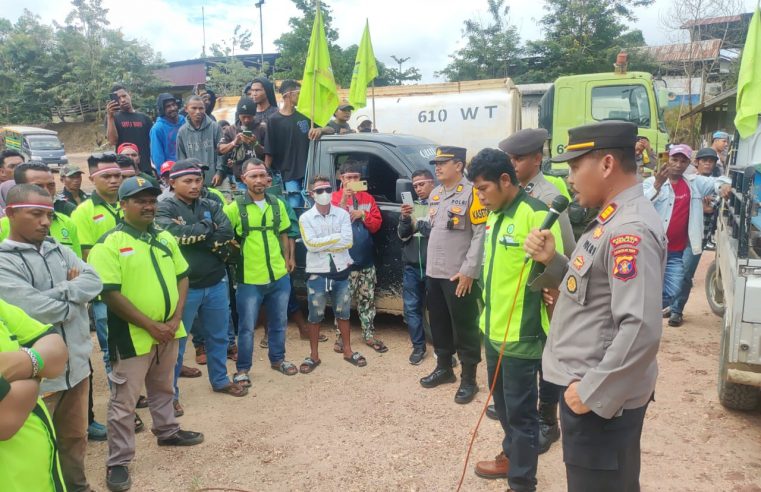 Aksi Damai SBSI 1992 di PT. LMM Berlangsung Tertib, Personil Polres Berau Lakukan Pengamanan