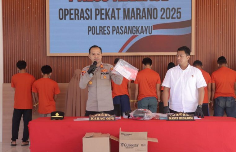 Polres Pasangkayu, Polda Sulbar Gelar Press Release Hasil Operasi Pekat Marano 2025: Ungkap 15 Kasus Dalam 14 Hari