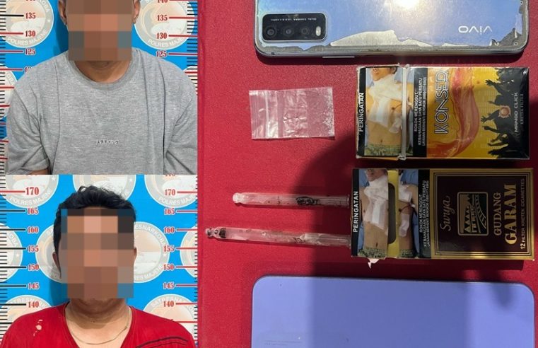 Tim Resnarkoba Polres Majene Ciduk Dua Orang Pria Kedapatan Bawa Sabu di Sebuah Penginapan di Majene