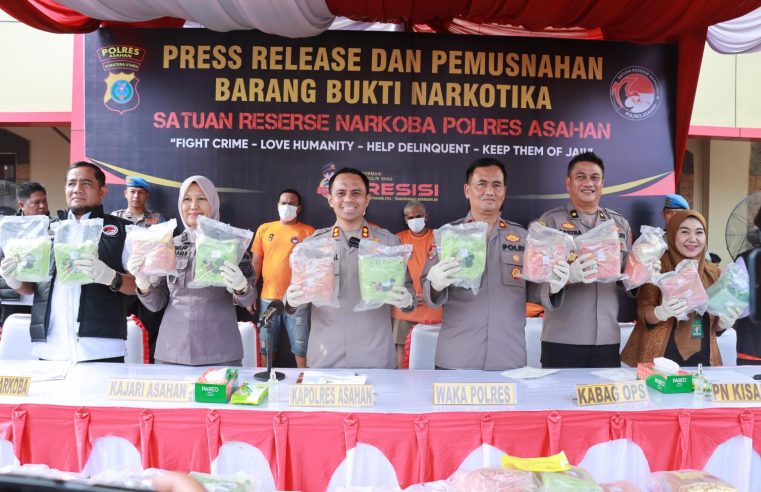 Polres Asahan Gelar Press Release & Musnahkan BB 37 Kg lebih Sabu-sabu Hasil Ungkapan Kasus Narkotika