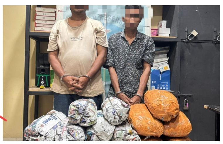 Satresnarkoba Polres Pidie Jaya Tangkap 2 Orang Pengedar, Sita 18 Kilogram Ganja di Bundaran Kantor Bupati
