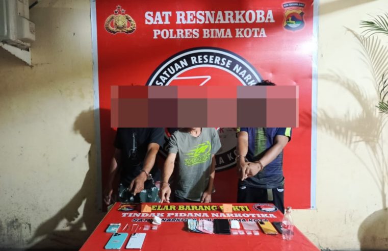 Polres Bima Kota Gulung Sindikat Narkoba di Dua Lokasi, 3 Orang Terduga Pelaku Diamankan