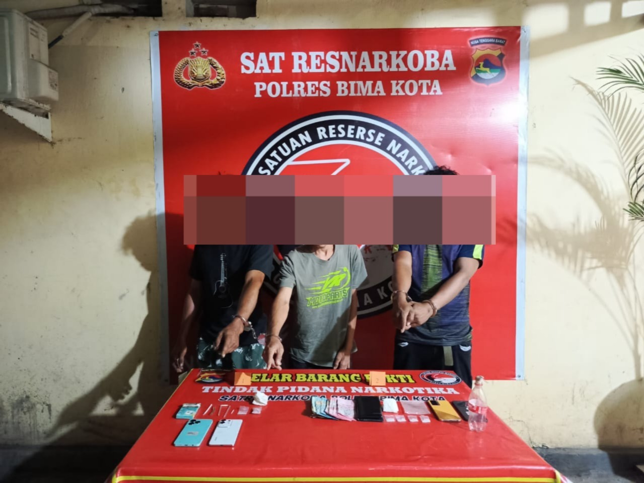 Polres Bima Kota Gulung Sindikat Narkoba di Dua Lokasi, 3 Orang Terduga Pelaku Diamankan