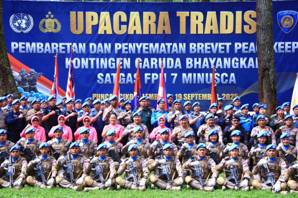 Polri Gelar Upacara Pembaretan Pasukan FPU 7 untuk Misi MINUSCA