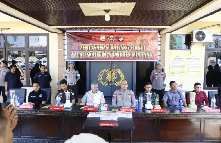 Sat Resnarkoba Polres Pinrang Musnahkan Barang Bukti Sabu 2,2 Kilogram