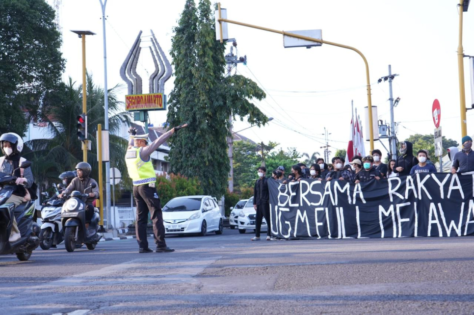Sempat Ada Gangguan Kecil, Aksi Mahasiswa UGM di Yogyakarta Berakhir Aman